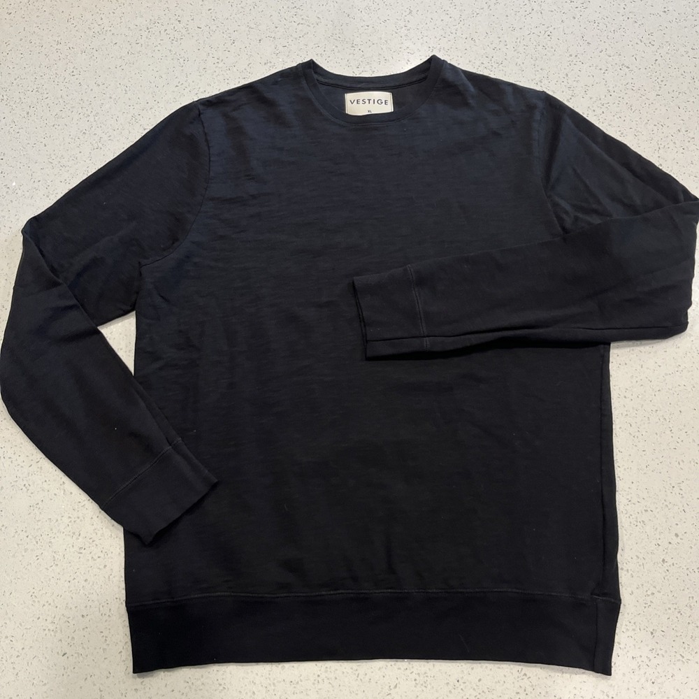 Vestige Crewneck Knit Sweatshirt Black Mens Large